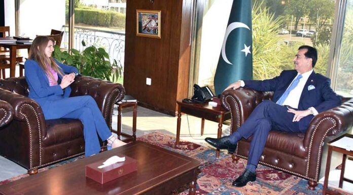 British High Commissioner to Pakistan, Ms. Jane Marriot calling on Chairman Senate, Syed Yousuf Raza Gilani at Parliament House