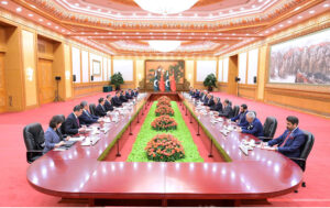 Prime Minister Muhammad Shehbaz Sharif meets with President of People's Republic of China, Xi Jinping.