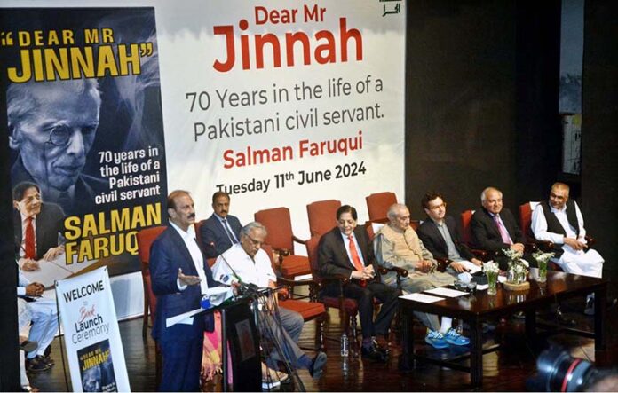 Director General Walled City of Lahore Authority, Kamran Lashari is addressing at the launch ceremony of the book 