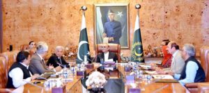 President Asif Ali Zardari chairing a meeting to discuss issues related to wheat procurement in the country, at Aiwan-e-Sadr