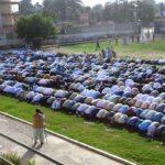 Security officials standing high alert during Eid-ul-Azha prayers at Hockey Chowk