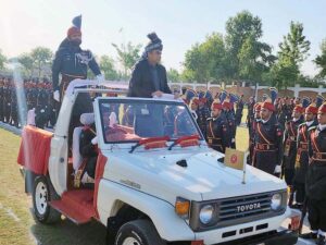 Federal Minister for Interior Mohsin Naqvi witnessing the FC Shuhada Parade at FC Training Center