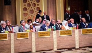 Deputy Prime Minister and Foreign Minister Senator Mohammad Ishaq Dar addresses the high-level conference on “Urgent Humanitarian Response for Gaza” in Amman