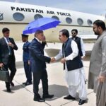 Governor Balochistan Sheikh Jaffar Khan Mandokhel and Chief Minister Balochistan Sarfraz Ahmed Bugti receiving Prime Minister Muhammad Shehbaz Sharif