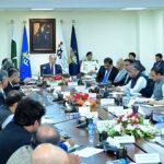 Prime Minister Muhammad Shehbaz Sharif addressing officers during his visit to headquarters of the Federal Board of Revenue