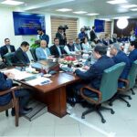 Prime Minister Muhammad Shehbaz Sharif addressing officers during his visit to headquarters of the Federal Board of Revenue