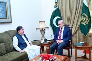 Prime Minister Muhammad Shehbaz Sharif meets Governor Balochistan Jafar Khan Mandokhel during his one day visit to Quetta
