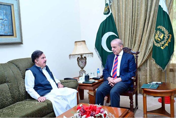Prime Minister Muhammad Shehbaz Sharif meets Governor Balochistan Jafar Khan Mandokhel during his one day visit to Quetta