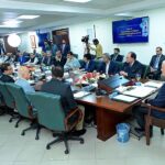 Prime Minister Muhammad Shehbaz Sharif addressing officers during his visit to headquarters of the Federal Board of Revenue
