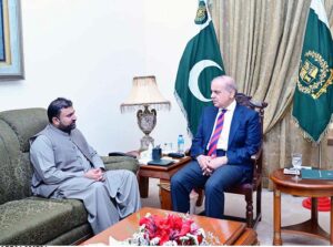 Prime Minister Muhammad Shehbaz Sharif meets Chief Minister Balochistan Mir Sarfaraz Bugti during his one day visit to Quetta