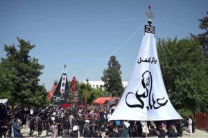 A large number of mourners attending main procession on 9th of Muharramul Haram at G-6. Muharramul Harram known as the first month of the Islamic calendar and the mourning month in remembrance of the martyrdom (Shahadat) of Hazrat Imam Hussain (RA), the grandson of the Holy Prophet Mohammad (PBUH).