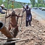 Labourers busy digging roadside for laying new pipeline for electricity at Lehtrar Road4