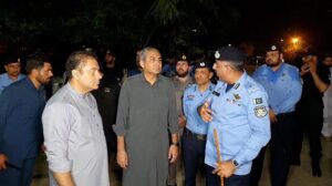 Federal Minister for Interior Mohsin Naqvi visiting Markazi Asna Ashri Imam Bargah in G-6. APP