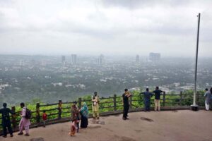 Family enjoy camel ride at famous picnic spot Daman-e-Koh