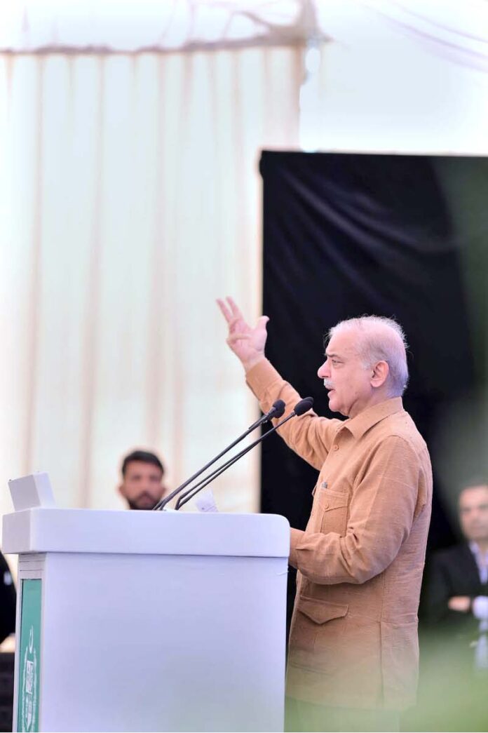 Prime Minister Muhammad Shehbaz Sharif addresses the groundbreaking ceremony of Jinnah Medical Complex
