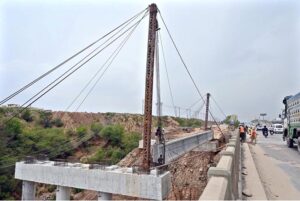 Labourers busy in construction work of bridge at KakPull during development work