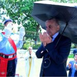 Prime Minister Muhammad Shehbaz Sharif offering Fateha after laying a floral wreath at the Yadgar-e-Shuhada at the FBR Headquarters