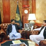 Khyber Pakhtunkhwa (KPK) Governor Faisal Karim Kundi in a meeting with Sindh Governor Kamran Tessori at Governor House