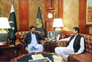 Khyber Pakhtunkhwa (KPK) Governor Faisal Karim Kundi in a meeting with Sindh Governor Kamran Tessori at Governor House