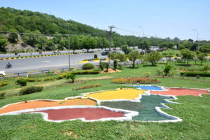 Mesmerizing Pakistan Map in vibrant colors at Green Belt, Zero Point, enhancing the beauty of the Federal Capital..