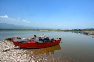 A view of water level in Rawal Lake has decreased due to below-normal rainfall in the Federal Capital