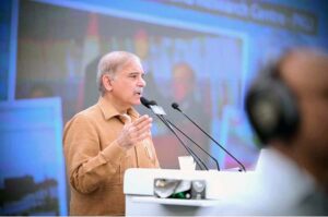 Prime Minister Muhammad Shehbaz Sharif addresses the groundbreaking ceremony of Jinnah Medical Complex