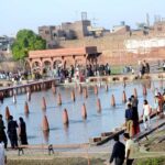 A large number of people visiting Shalimar Garden to spend their holiday in the Provincial Capital