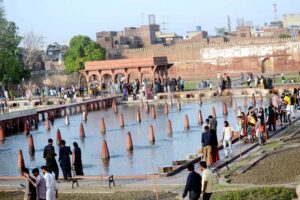 A large number of people visiting Shalimar Garden to spend their holiday in the Provincial Capital