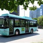 A view of New Electric Bus on the way in the Federal Capital