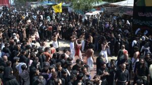 A large number of mourners attending main procession on 9th of Muharramul Haram at G-6. Muharramul Harram known as the first month of the Islamic calendar and the mourning month in remembrance of the martyrdom (Shahadat) of Hazrat Imam Hussain (RA), the grandson of the Holy Prophet Mohammad (PBUH).