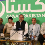 Senior Politician Shahid Khaqan Abbasi addresses a press conference