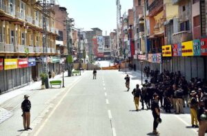 A view of Qissa Khawani Bazaar closed for Muharram procession.