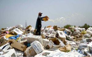 Director Customs Intelligence Karam Elahi set ablaze cigarettes, beta nuts & miscellaneous items at Shahkas district Khyber.