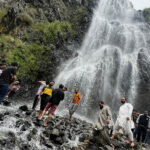 An attractive and eye-catching view of Manthoka Waterfall in Kharmang Valley. This waterfall is 180 feet high from the ground and located almost 80 kilometers away from downtown Skardu