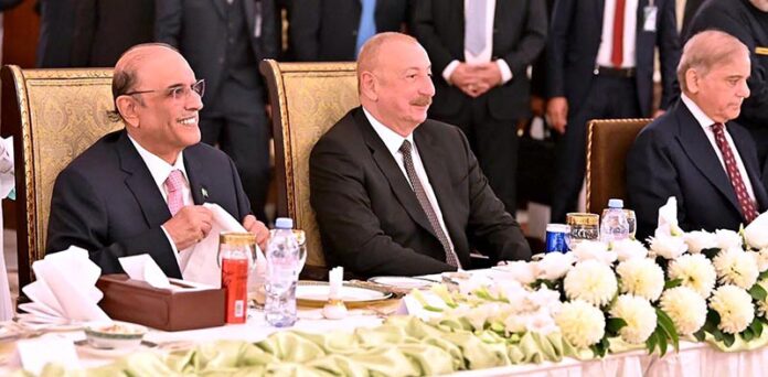 President Asif Ali Zardari hosted a state luncheon in the honour of President of Azerbaijan, Mr. Iham Aliyev, at Aiwan-i-Sadr, Prime Minister Muhammad Shehbaz Sharif was also present on the occasion