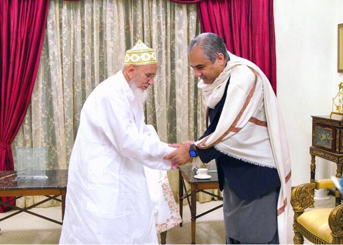 Interior Minister Mohsin Naqvi meeting with the Leader of Dawoodi Bohra Community Syedna Mufaddal Saifuddin