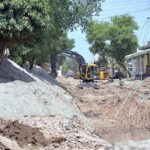 A view of construction work of Piran Ghaib Road during development work in the city