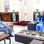 Parliamentary leader of Pakistan Muslim League (N) in Senate and Chairman Senate Standing Committee on Foreign Affairs Senator Irfan Siddiqui calls on Prime Minister Muhammad Shehbaz Sharif
