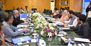 Chairperson Senate Standing Committee on Commerce Anusha Rahman presiding over a committee meeting at Trade Development Authority of Pakistan (TDAP).