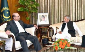 Former Federal Minister and senior leader of the Awami National Party, Mr Ghulam Ahmed Bilour, called on President Asif Ali Zardari, at Aiwan-e-Sadr.