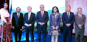 Federal Minister for Privatisation, Investment Board and Communications, Abdul Aleem Khan and others in a group photo on the occasion of National Day of France