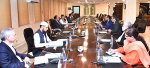 Federal Minister for Finance and Revenue Senator Muhammad Aurangzeb in a meeting with the delegation of Pakistan Mobile Phone Manufacturers Association (PMPMA).