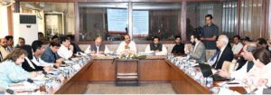 Chairman Standing Committee on Information and Broadcasting Mr.Pullain chairing the committee meeting at Parliament House.