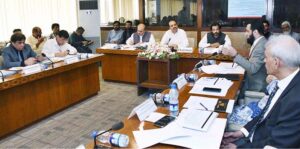 Chairman Standing Committee on Information and Broadcasting Mr.Pullain chairing the committee meeting at Parliament House.