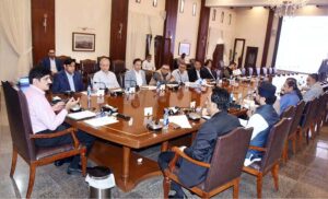 Sindh Chief Minister Syed Murad Ali Shah presiding over a meeting of the Agriculture Department at CM House