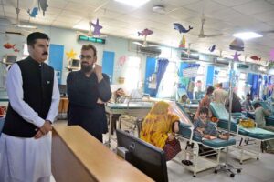 Governor Khyber-Pakhtunkhwa (KPK) Faisal Karim Kundi being briefed during his visit to Indus Hospital and Health Network