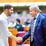 Prime Minister Muhammad Shehbaz Sharif interacts with the Parliamentarians during a session of the National Assembly