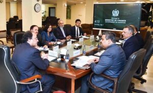 Federal Minister for Finance & Revenue Senator Muhammad Aurangzeb in a meeting with the Executive Committee Members of P@sha (Pakistan IT Industry Association) led by Chairman P@sha Muhammad Zohaib Khan.