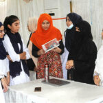 Students visiting different stalls during the Tech Expo 2024 organized by the Institute of Computer Science and Information Technology at the Jinnah Hall