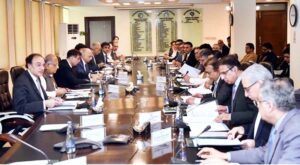 Federal Minister for Finance & Revenue, Muhammad Aurangzeb chairing a meeting of the Cabinet Committee on State-Owned Enterprises (CCoSOEs).